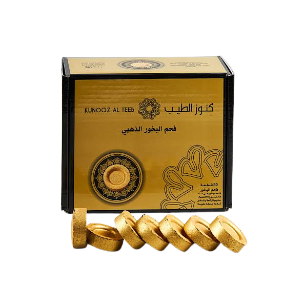 فحم بخور كنوز الطيب دهبي شد 80 (حبه)