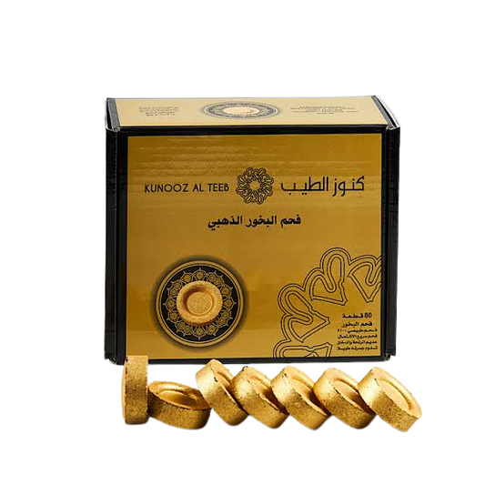 فحم بخور كنوز الطيب دهبي شد 80 (حبه)